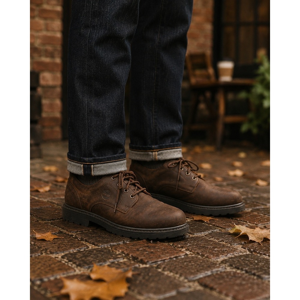 Timberland‎ Stormbuck Plain Toe Oxford Leather Shoes Brown 95040 Men 10.5